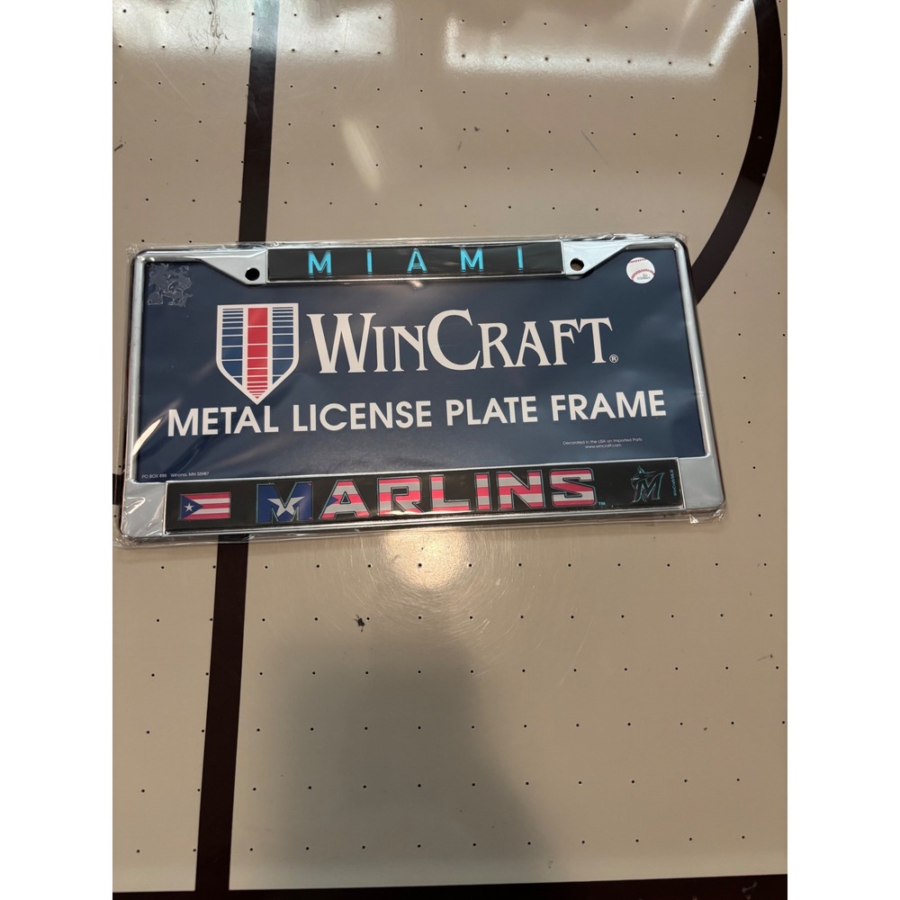 WinCraft Miami Marlins Puerto Rico Heritage Metal License Plate Frame MLB New